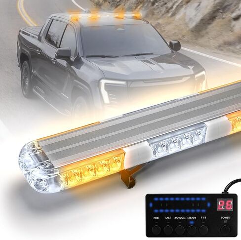 45 Inch Amber/White Roof Top Traffic Advisor Emergency Strobe Lights Bar w/Controller Double Side Warning Safety Flashing Light for Construction Vehicles Towing Work Trucks Snow Plow in Kuwait