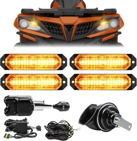 UTV Turn Signal Kit, 110dB Horn Pre-Wired Plug & Play Street Legal Blinker Kit with Hazard Lights & Rocker Switch, Compatible with Polaris RZR Ranger, Can-Am, Teryx, CFMOTO, ATV Golf Cart in Kuwait
