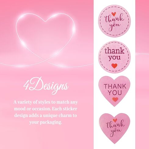 Small Business Thank You Stickers, Self-Adhesive Waterproof Stickers for Small Business Packaging 2 Rolls 500 Pieces Per Roll 1-inch Pink in Saudi Arabia