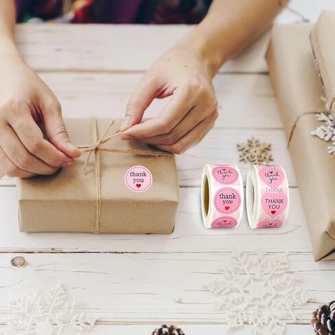 Small Business Thank You Stickers, Self-Adhesive Waterproof Stickers for Small Business Packaging 2 Rolls 500 Pieces Per Roll 1-inch Pink in Saudi Arabia