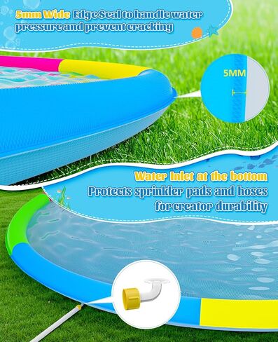 118" Extra Large Splash Pad - Non-Slip Splash Pad for Kids and Dogs Thickened Dog Pool with Sprinkler Outdoor Water Toys Giant Fountain Play Mat for Toddlers Children Adults Pets in Saudi Arabia