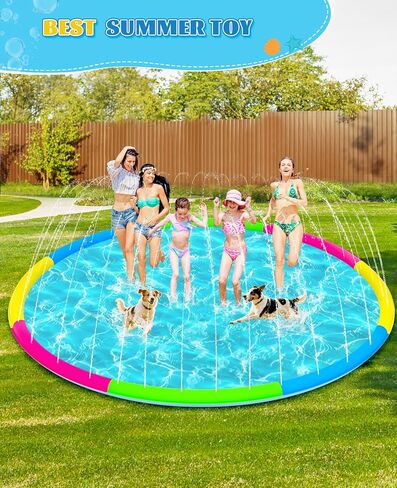 118" Extra Large Splash Pad - Non-Slip Splash Pad for Kids and Dogs Thickened Dog Pool with Sprinkler Outdoor Water Toys Giant Fountain Play Mat for Toddlers Children Adults Pets in Saudi Arabia