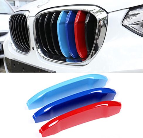 HUAPX Tri-Colored Grille Insert Trims, 1Set(3pcs) W/Standard Front Stripe Grille Insert Trims Comaptible for 2018-2020 BMW G01 X3 & 2019-2020 G02 X4 Center Kidney Grill (7 Beams) in Saudi Arabia