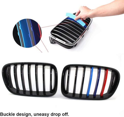 HUAPX Tri-Colored Grille Insert Trims, 1Set(3pcs) W/Standard Front Stripe Grille Insert Trims Comaptible for 2018-2020 BMW G01 X3 & 2019-2020 G02 X4 Center Kidney Grill (7 Beams) in Saudi Arabia