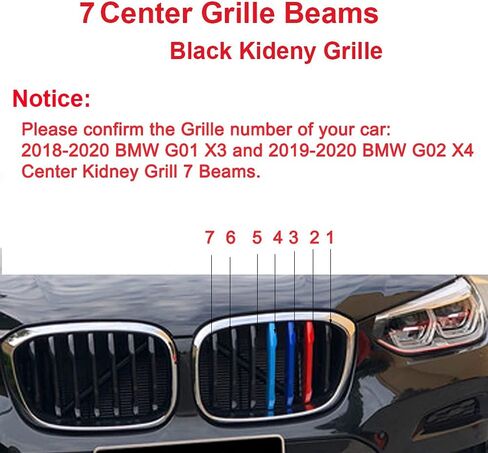 HUAPX Tri-Colored Grille Insert Trims, 1Set(3pcs) W/Standard Front Stripe Grille Insert Trims Comaptible for 2018-2020 BMW G01 X3 & 2019-2020 G02 X4 Center Kidney Grill (7 Beams) in Saudi Arabia