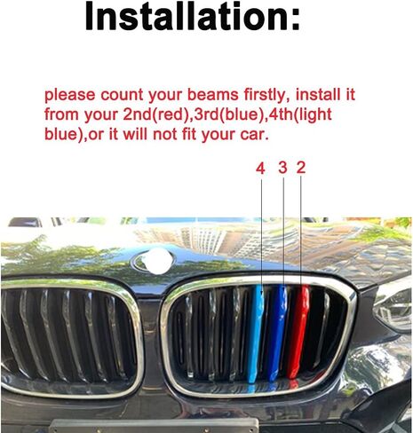 HUAPX Tri-Colored Grille Insert Trims, 1Set(3pcs) W/Standard Front Stripe Grille Insert Trims Comaptible for 2018-2020 BMW G01 X3 & 2019-2020 G02 X4 Center Kidney Grill (7 Beams) in Saudi Arabia