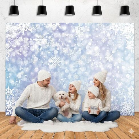 Aperturee عيد الميلاد الشتاء الأبيض ندفة الثلج خلفية 7x5ft عطلة الجليد الأزرق خوخه استحمام الطفل عيد ميلاد الأطفال حديثي الولادة المجمدة العجائب التصوير خلفية صورة الطرف الديكور راية صور كشك in Saudi Arabia