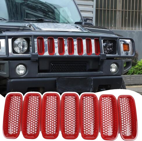 7 قطع من حشوات شبكة الشواية الأمامية المتوافقة مع Hummer H2 2003-2009 غطاء حماية شبكي للمصد الأمامي والملحقات الخارجية لشبكة مقاومة للحشرات (أسود) in Kuwait