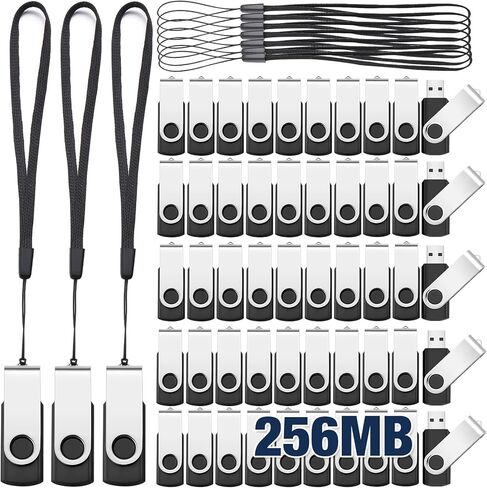 50 حزمة من محركات أقراص فلاش USB 2.0 من Aoriher، محركات أقراص USB محمولة مع حبال، محركات أقراص فلاش دوارة لتخزين بيانات المدرسة المكتبية (128 ميجابايت) in Saudi Arabia