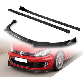 Stay-Tuned, 9PCS ABS Front Bumper Lip Spoiler Body Kit + Universal 86" x 4" Side Skirts, Compatible with 2010-2013 Volkswagen Golf MK6 GTI Model, Exterior Accessory (Painted Carbon Fiber) in Saudi Arabia