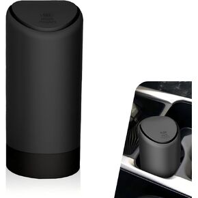 Car Trash Can with Lid, Multi-Functional Mini Garbage Bin with Press-Open, Silicone Waterproof Cup Holder Insert, Portable Clutter Organizer for Most Cars SUVs and Trucks (Black) in Saudi Arabia