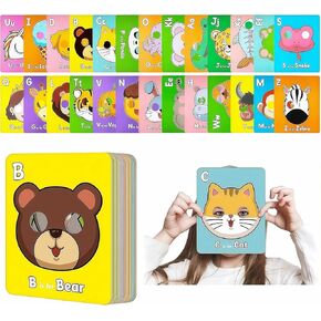 Alphabet ABC Flash Cards with Animal Masks, 26 Giant Animal mask Alphabet Cards, nteractive Education Games, Uppercase & Lowercase Learning Games，Colorful Mask Flashcards in Saudi Arabia