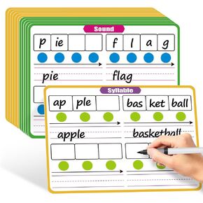 12 Pack Phonemic Awareness Dry Erase Flash Card,Phonics Games Science Reading Manipulative Speech Therapy Material Elkonin Box 1st Grade Classroom Must Haves Teacher Homeschool Supplies in Saudi Arabia