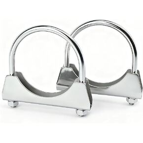 2.5" Stainless Steel Heavy Duty U Bolt Clamp, 2 1/2 In Muffler U-Bolt Clamps with Saddle Style Compatible with Trucks, Cars, 2PCS Silver in Kuwait