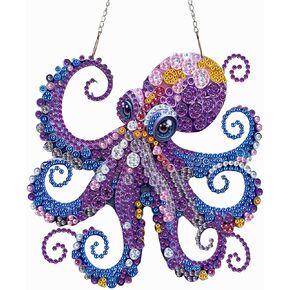 Octopus Diamond Art Hanging Kits for Adults Beginners, Rhinestone Beads Acrylic Hanging Pendant Partial Drill Diamond Painting Kits Dots Art Small Kits Hanging Decor, DIY Craft for Home Garden Decor in Saudi Arabia