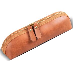 Pencil Case Cover Genuine Leather Pencil Pouch with Zipper Pen Sleeve Bag,Simple Sturdy Pencil Box for Men and Women.Black in Saudi Arabia