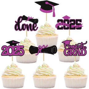 24 Pcs Graduation Cupcake Toppers 2026, Gold Glitter Grad Cupcake Topper for Graduations Decoration, Class of 2026 Toppers Party Supplies in Saudi Arabia