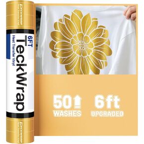 TECKWRAP Red HTV Vinyl Roll 12" x 6FT, Upgraded PU Heat Transfer Vinyl, Reach Certified 50+ Washes & Dryer Safe Iron On Vinyl, Easy Weed Grid Backing Strong Adhesive Vinyl for T-Shirt DIY Craft in Kuwait