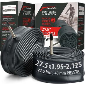 زوج Fincci 27.5 × 1.95-2.125 بوصة أنابيب داخلية للدراجة 48 مم أنبوب داخلي لصمام شريدر للدراجات الجبلية MTB Road Hybrid - حزمة من 2 in Kuwait