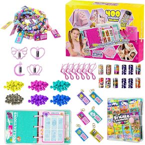 Sticky Rolls Bracelet Kit with Collection Book, 400 Mini Sticker Set, Wearable & Shareable Sticky Rolls, Kids Beading Set for Bracelet & Necklace Making, 1000+ Designs (4 x Pendant & 6X Drop) in Saudi Arabia