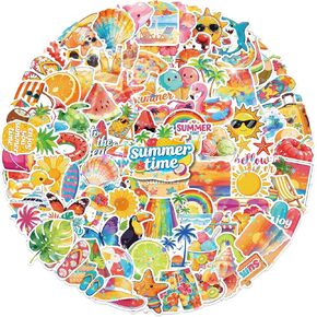100PCS Summer Stickers for Kids-Vinyl Hawaiian Beach Glitter Stickers Pack, Waterproof Vacation Stickers for Water Bottles, Laptop, Phone, Skateboard, Cute Tropical Stickers for Teens and Girls in Saudi Arabia