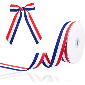 شريط العلم الأمريكي Grosgrain مقاس 1 بوصة × 50 ياردة، شريط وطني أحمر أبيض وأزرق لزينة الرابع من يوليو، مصنوعات يوم الذكرى، تغليف الهدايا، أقواس الشعر، ميداليات البيسبول المدرسية in Kuwait
