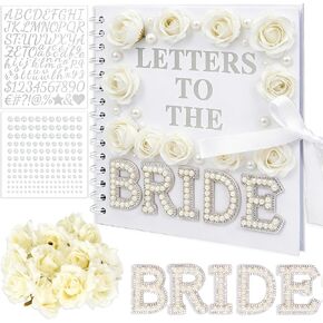 Letters to the Bride Book, Bridal Shower Guest Book Alternative, Wedding Memory Scrapbook Gift for Bride, Advice & Wishes Keepsake Album with Stickers, Roses & Ribbon, 8x8 Inch in Saudi Arabia
