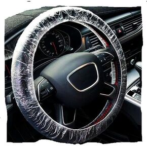 100 PCS Universal Clear Plastic Steering Wheel Covers, Disposable, Elastic Fit for Car Detailing & Auto Repair Service (Up to 22.9") in Kuwait