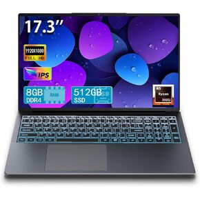 17 inch Laptop, Notebook Computer with Full-Size Large Font Backlit Keyboard, 8GB DDR4 RAM 256GB SSD Computers for Seniors with Celeron N5095, Windows 11, 1920 x 1080 Display, Type-C, HDMI in Saudi Arabia