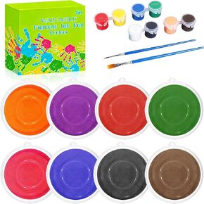 7" Stamp Pads for Kids – 8 Color Ink Pads for Kids Washable + 8 Color Acrylic Paints, Handprint & Footprint Stamps, Fingerprint Painting, Scrapbooking, Card Making, Fabric & Paper Crafts in Saudi Arabia