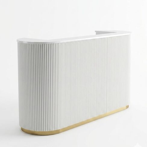 Reception Desk, White Upgraded Reeded Front Counter for Beauty, Spa, Nail, Hair Salon, Lobby, 1800 * 600 * 1000mm (71 * 24 * 39'') in Saudi Arabia