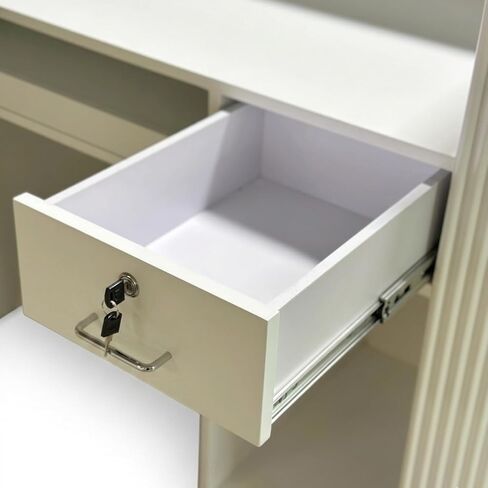 Reception Desk, White Upgraded Reeded Front Counter for Beauty, Spa, Nail, Hair Salon, Lobby, 1800 * 600 * 1000mm (71 * 24 * 39'') in Saudi Arabia