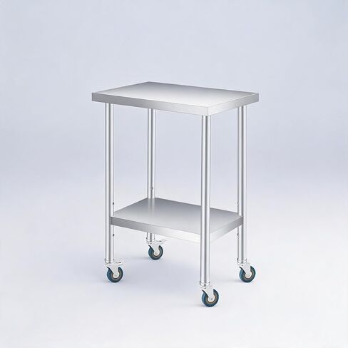 18x24 Inch Heavy Duty Stainless Steel Work Table, Commercial Prep Station with Adjustable Undershelf, 660LBS Load Corrosion Resistant Kitchen Workbench for Restaurant Workshop Home Outdoor No Wheels in Saudi Arabia