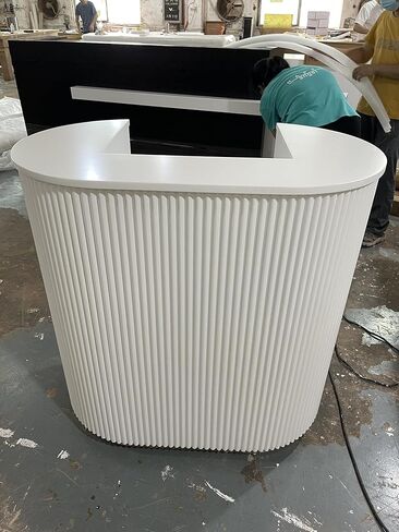 Reception Desk, White Upgraded Reeded Front Counter for Beauty, Spa, Nail, Hair Salon, Lobby, 1800 * 600 * 1000mm (71 * 24 * 39'') in Saudi Arabia