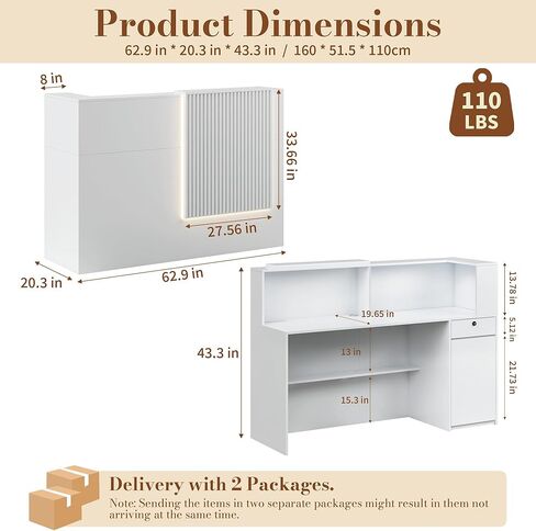 Reception Desk with Counter, Small Front Desk Reception Counter Lockable Drawer, Grille Design Wooden Modern Reception Table for Salon Lobby Office Home Supermarket (White-1) in Saudi Arabia