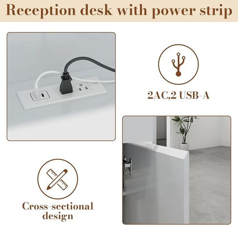 Reception Desk with Counter, Small Front Desk Reception Counter Lockable Drawer, Grille Design Wooden Modern Reception Table for Salon Lobby Office Home Supermarket (White-1) in Saudi Arabia