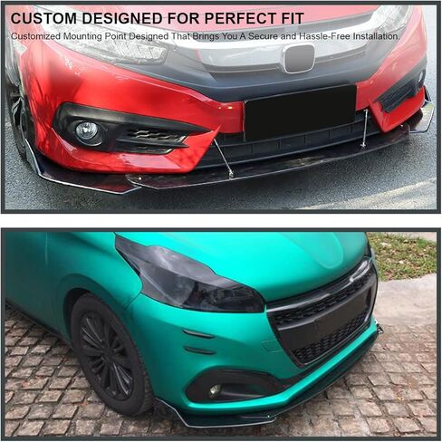 Spec-D Tuning Universal Gloss Black Front Bumper Lip Spoiler Splitter Body Kit 3PC in Kuwait