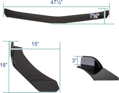 Spec-D Tuning Universal Gloss Black Front Bumper Lip Spoiler Splitter Body Kit 3PC in Kuwait