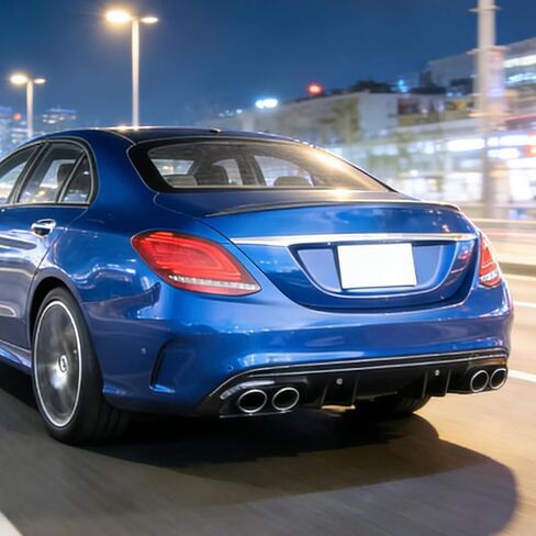 الناشر الخلفي متوافق مع 2015-2021 بنز W205 C300 C350 C400 Sport C63 C43 AMG سيدان، C43 نمط أسفل الوفير الذقن الناشر الشفاه الفاصل مع نصائح العادم الأسود اللامع in Kuwait