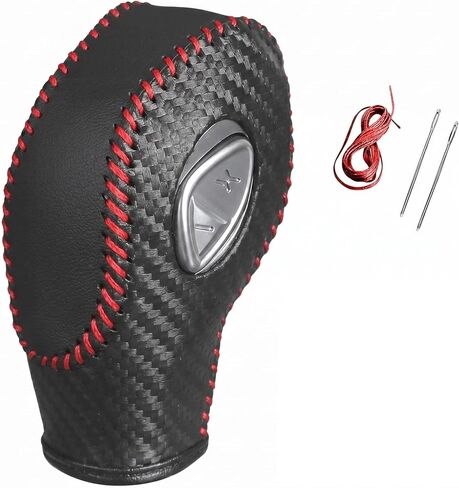 1 PC Car Gear Shift Knob Cover, Leather Anti-scratch Shift Lever Protector, Comfortable Breathable Interior Accessories, Compatible with Ford Escape Focus Fiesta (Red) in Kuwait