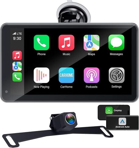 Wireless CarPlay Screen 7-inch: Portable CarPlay & Android Auto with Backup Camera - Plug & Play Upgrade for Older Cars - Commute & Parking for New Drivers & Commuters RC08 in Saudi Arabia