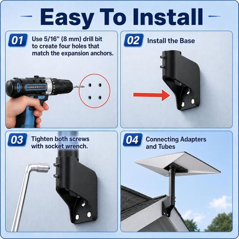 Starlink Gen 3 Mount, 360° Adjustable Starlink Short Wall Mount Compatible with V3 Starlink Standard Dish, Starlink Roof Mount, Starlink Mounting Kit, Starlink Pole Mount in Saudi Arabia