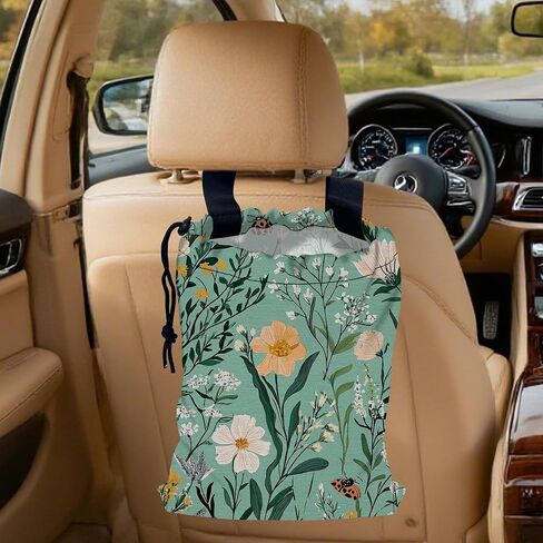 Be Kind Car Trash Bag,Watercolor Flowers Strap Drawstring Car Garbage Bags,Car Back Seat Organizer with Adjustable Buckle for Car Accessories in Kuwait