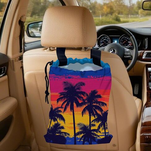 Be Kind Car Trash Bag,Watercolor Flowers Strap Drawstring Car Garbage Bags,Car Back Seat Organizer with Adjustable Buckle for Car Accessories in Kuwait