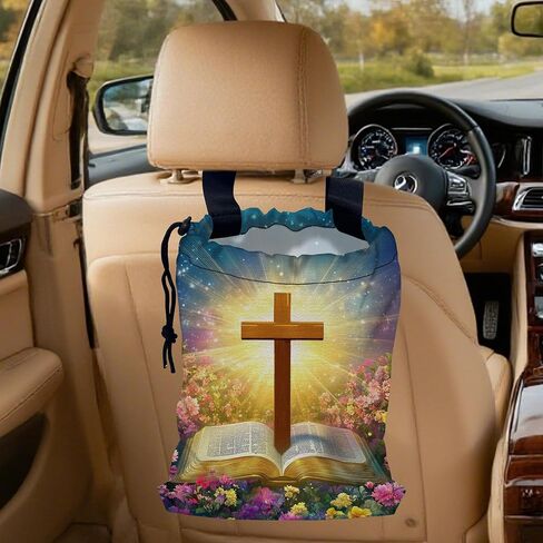 Be Kind Car Trash Bag,Watercolor Flowers Strap Drawstring Car Garbage Bags,Car Back Seat Organizer with Adjustable Buckle for Car Accessories in Kuwait