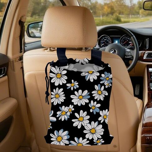 Be Kind Car Trash Bag,Watercolor Flowers Strap Drawstring Car Garbage Bags,Car Back Seat Organizer with Adjustable Buckle for Car Accessories in Kuwait
