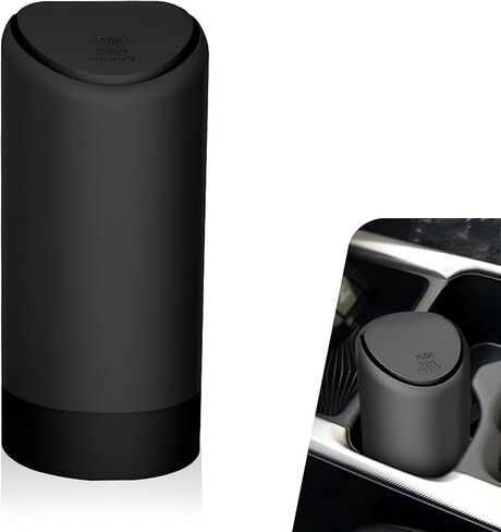 Car Trash Can with Lid, Multi-Functional Mini Garbage Bin with Press-Open, Silicone Waterproof Cup Holder Insert, Portable Clutter Organizer for Most Cars SUVs and Trucks (Black) in Saudi Arabia