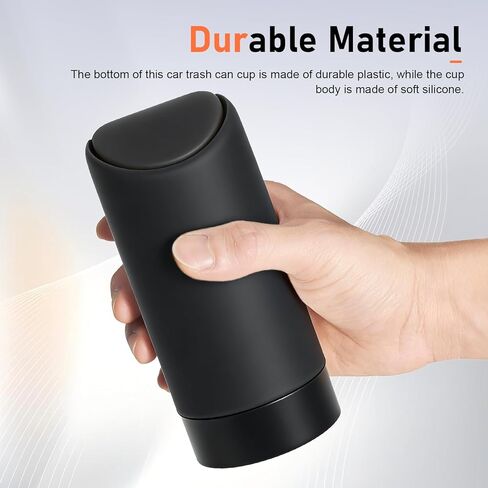 Car Trash Can with Lid, Multi-Functional Mini Garbage Bin with Press-Open, Silicone Waterproof Cup Holder Insert, Portable Clutter Organizer for Most Cars SUVs and Trucks (Black) in Saudi Arabia