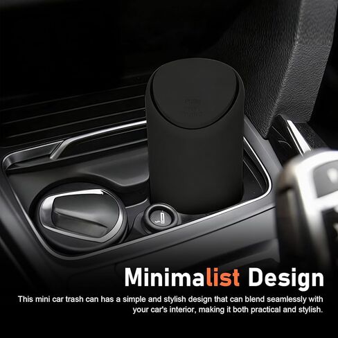 Car Trash Can with Lid, Multi-Functional Mini Garbage Bin with Press-Open, Silicone Waterproof Cup Holder Insert, Portable Clutter Organizer for Most Cars SUVs and Trucks (Black) in Saudi Arabia
