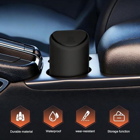 Car Trash Can with Lid, Multi-Functional Mini Garbage Bin with Press-Open, Silicone Waterproof Cup Holder Insert, Portable Clutter Organizer for Most Cars SUVs and Trucks (Black) in Saudi Arabia